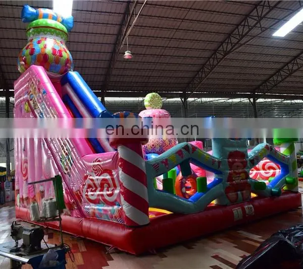 Multifunctional Inflatable Rainbow Candy Jumper Obstacle Bouncer House, Inflatable Bouncer Castle With Double Slide photo-6