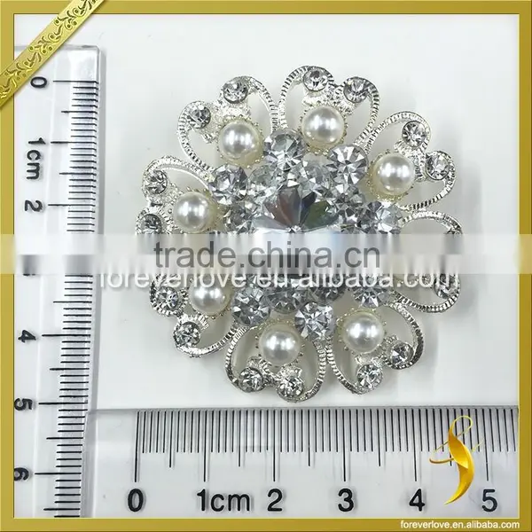 Vintage Rhinestone and Pearl Brooches Flower Women Rhinestone Pins and Brooches Wholesale FB-071 photo-2