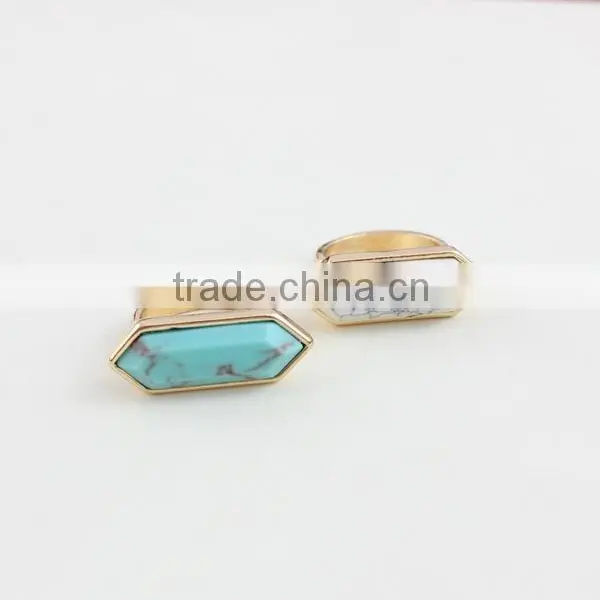 Latest Gold Ring Design Natural Stone Turquoise Ring for for Wholesale photo-4
