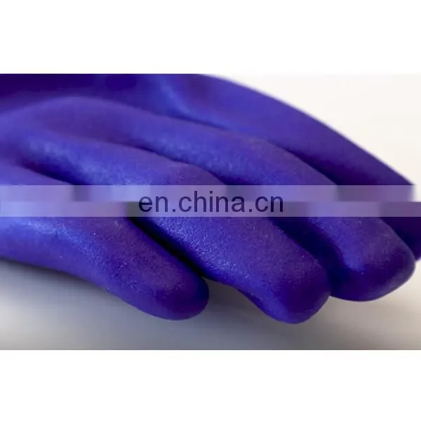 Oil Resistant Blue PVC Supported Cut Resistant Gloves With Sandy Rough Finish photo-4