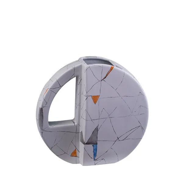 Geometric Pattern Modern Simple Hollow Ceramic Flower Vase For Living Room Stydy Bedroom photo-5