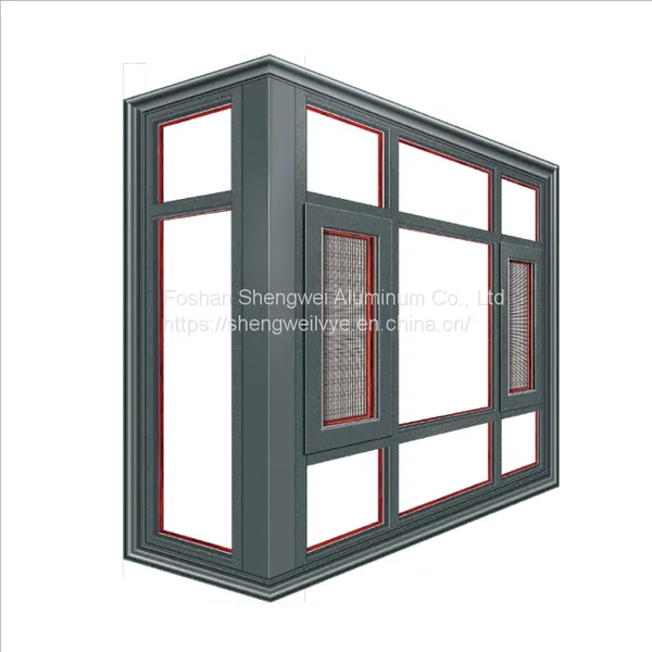 Fancy Beautiful Glass Design Latest Aluminium Frame Double Glass French Swing Opening Window Profile photo-4