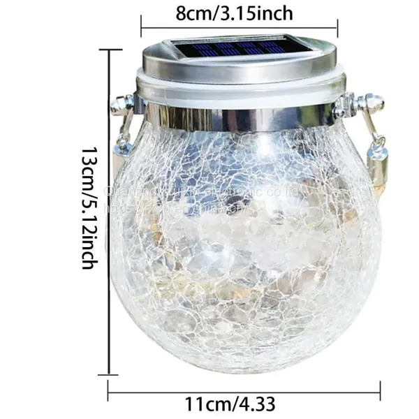 Waterproof Patio Wedding Hanging Mason Jar Lights, Warm Crack Glass Bottle Solar Jar Light photo-4