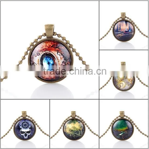 Wholesale Unique Design Vintage Bronze Time Machine Pendants Steampunk Necklace Cheap Price