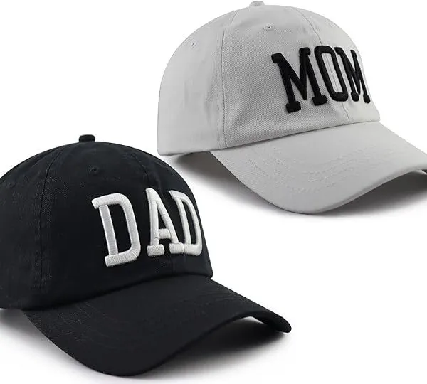 Mom Dad Matching Washed Cotton Dad Hat 3D Puff Embroidery Baseball Cap Adjustable Couple Caps for Parent Gift photo-3