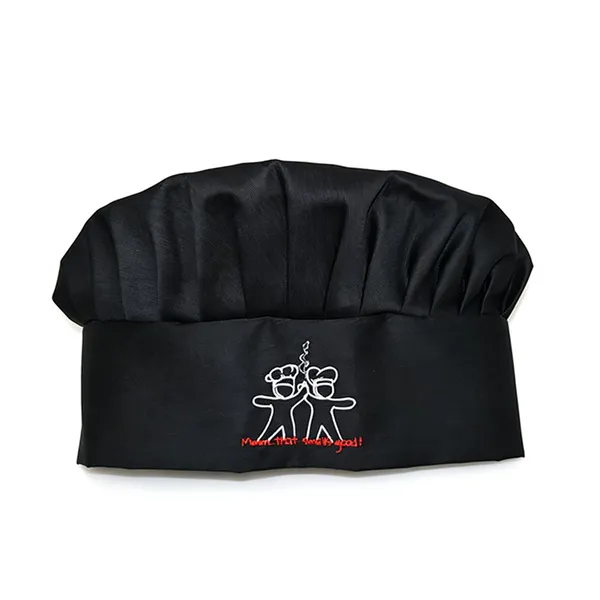 Solid Pleated Chef Hat Oil Resistant Kitchen Work Hat Adjustable Catering Uniform Cap Custom Embroidery photo-3