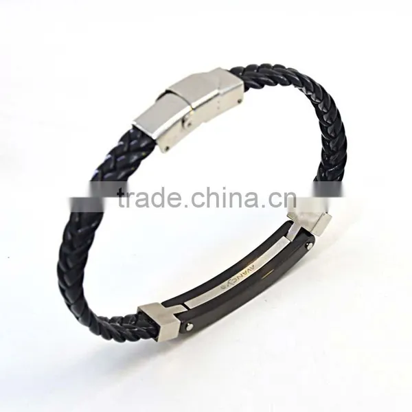 Best Selling Products Stainless Steel Clasp Bio Magnetic Bracelet Man Leather Bracelets photo-4