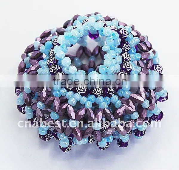 Fashion Scrunchies With Blue and Purple Beads,hairband