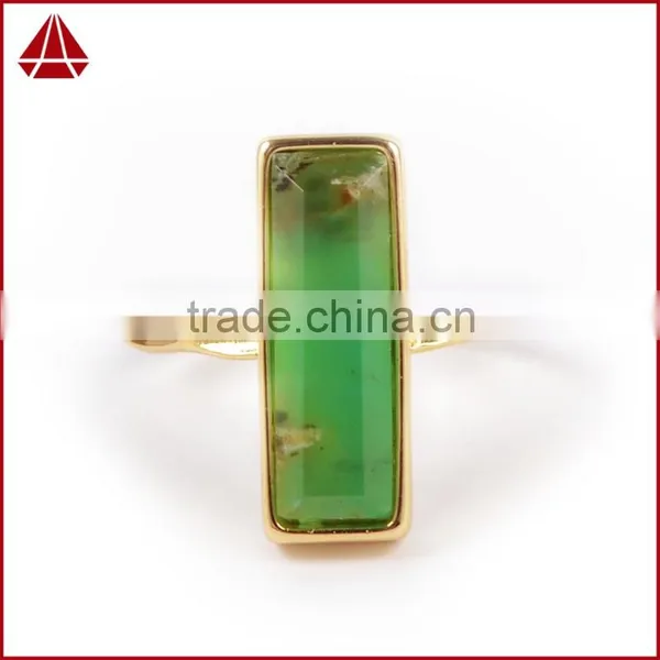 Natural Green Jade Chrysoprase Gemstone Set Into a 18k Gold Bezel Ring photo-2