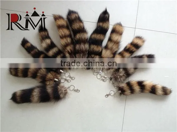 2014 Hot Selling 100% Genuine Raccoon Tails Keychain for Garment Accessories photo-3