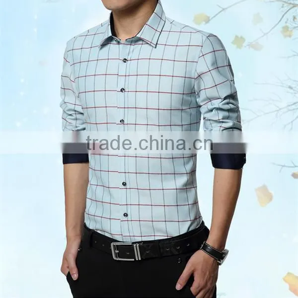 China Long Sleeve Double Collar Fancy Shirts for Men Fashion Check Shirts photo-5