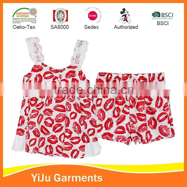Reactive Priting Lady Fashion Sleepwear Lady Cute Cotton Homewear Lady Sexy Nightgown