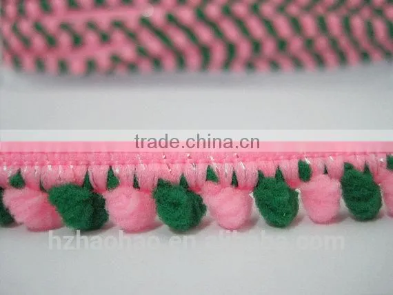 5 Yards Sparkly Two-tone Pink-Green Mini Pom Pom Trim, Mini Pom Pom Trim, Pink Trim, Pink Pom Pom Trim, Wholesale Trim, Green po