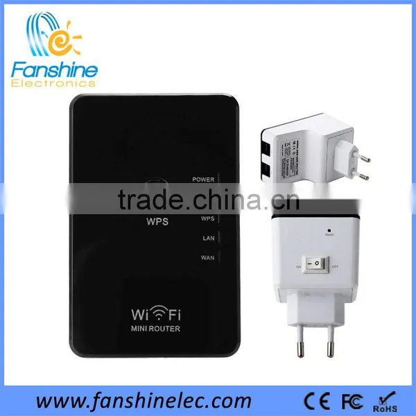 Fanshine 300Mbps Wireless Home Mini Wifi Repeater With 2 Lan Ports and On Off