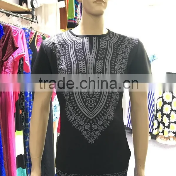 2016 Custom Dashiki Men Longline Cotton Men t Shirt Side Zip photo-3