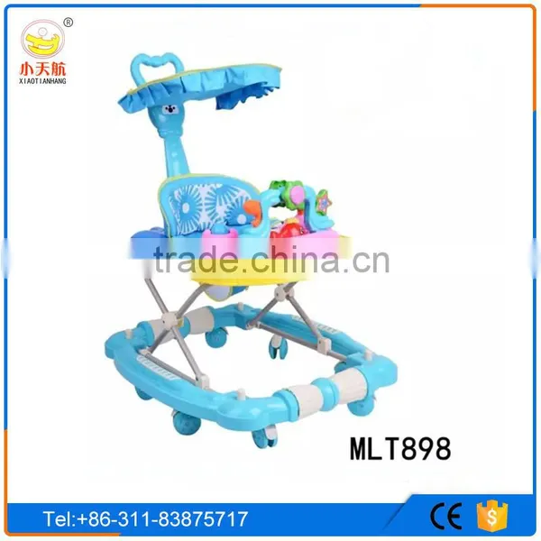 New PP Plastic 8 Rubber Wheels Rolling Baby Doll Walker Rolling Baby Walker With Canopy photo-3