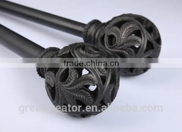 Decorative Open-Work Resin Finials For 3/4" (19mm) Gold Metal Curtain Rods, High Quality Designer Drapery Hardware photo-2