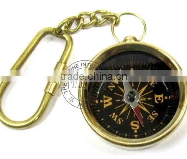 BRASS COMPASS KEYCHAIN - BRASS COMPASS KEYRING photo-2