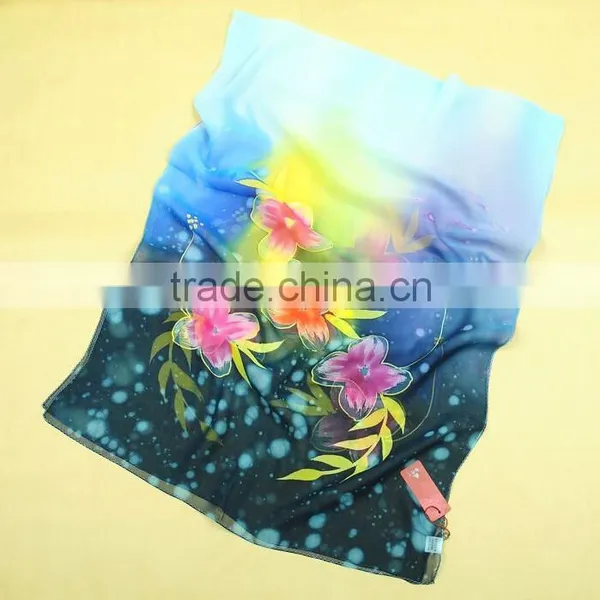 Customize Digital Printed 100% Silk Scarves Long Chiffon Scarf NO MOQ photo-4