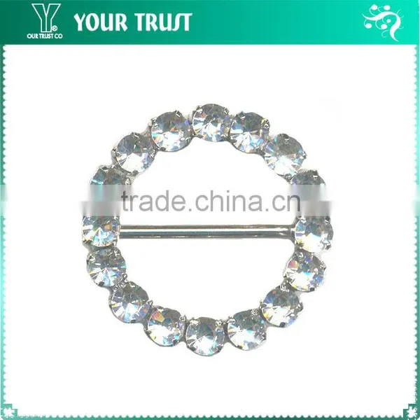 3MM Clear Cystal Rhinestone Oval Frame Rhodium Metal Belt Buckle photo-6