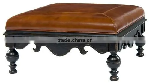 Moroccan Leather Pouf Ottoman Footstool HDOT0146