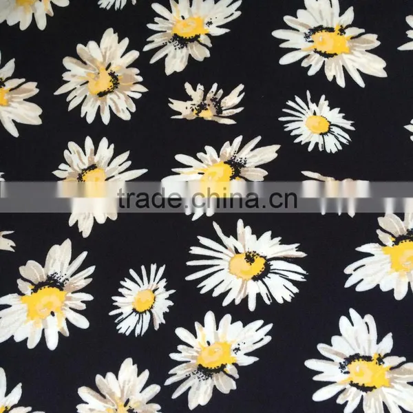 Wholesale Sunflower Printed Viscose Rayon Crepe Fabric for Women Dress