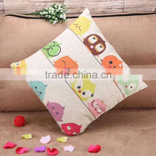 2015 Cotton and Linen Cartoon Cute Bird Sofa Cushion Cover American Country Creative Pillowcase photo-3