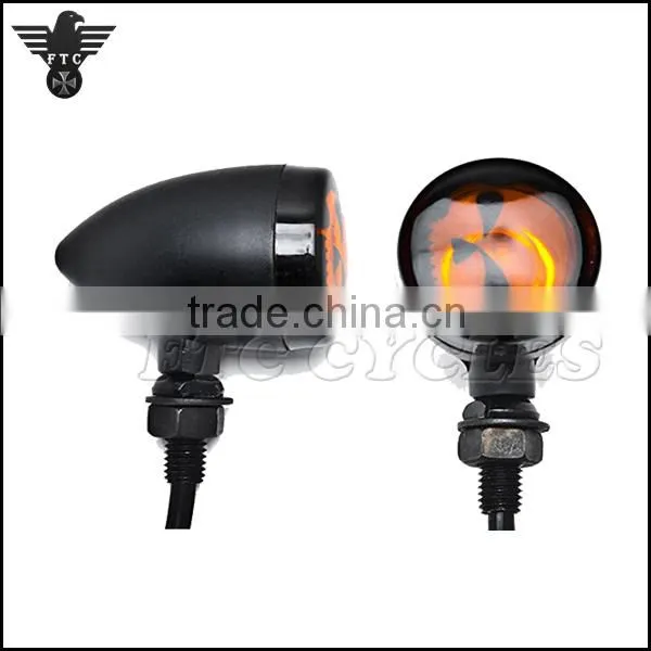 Aluminum Skull Lens Vintage Motorcycle Turn Signals for Harley Cruisers photo-4