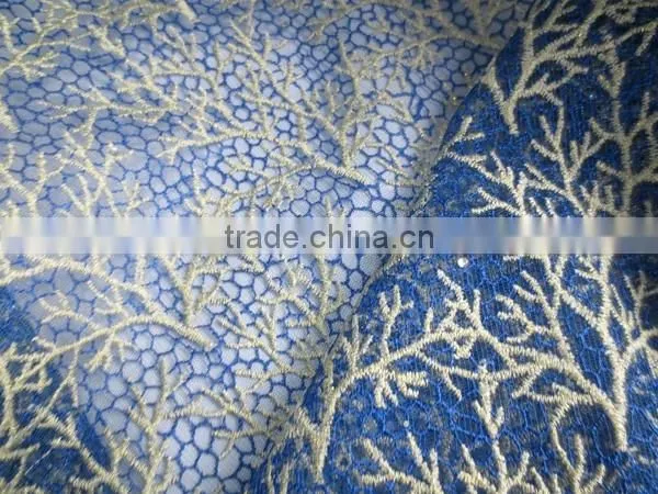 2015 Fashion Royal Bule African French Net Tulle Lace Fabric Mesh Lace photo-2