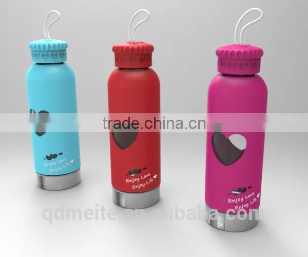 2016 Custom Glass Bottle /water Bottle/ Drink Bottle With Silicone Sleeve Quality Choice photo-6