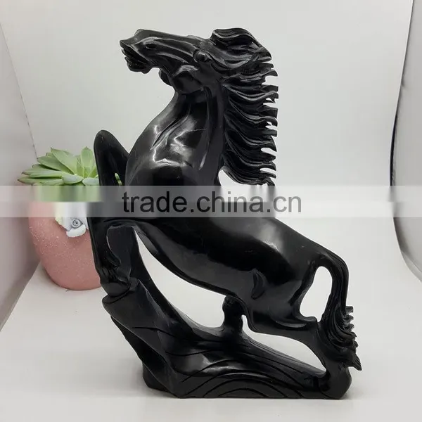 Obsidian Horse Figurine Sculpture Animal Carvings Office Ornaments photo-3