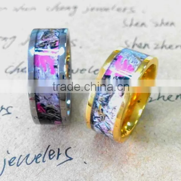 Wholesales Jewelry Beveled Edge High Polished Titanium Pair Ring Camo Wedding Ring photo-5