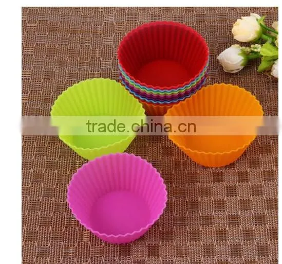 Silicon Cake Cups / Silicone Cake Baking Cup Set Kitchen Craft Tool Colorful Round Shape photo-5