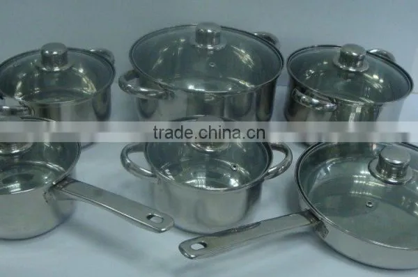 12 pieces Stainess Steel Cookware Pot Set Cooking Pot Set