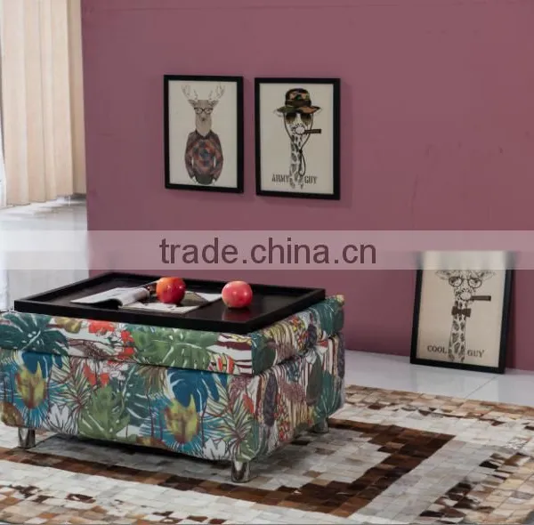 China Suppier Fabric Square Ottoman Stool photo-3