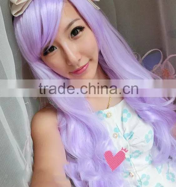 Fashion Sexy Style Light Purple Cosplay Party Hair Charming Women's Girls Hair Colorfull Long Wavy Wigs photo-5