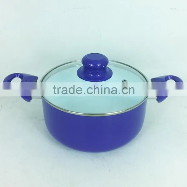 8pcs Purple Aluminum Cooking Pot Set Non-stick Cooking Pot With Glass Lid Cookware Set
