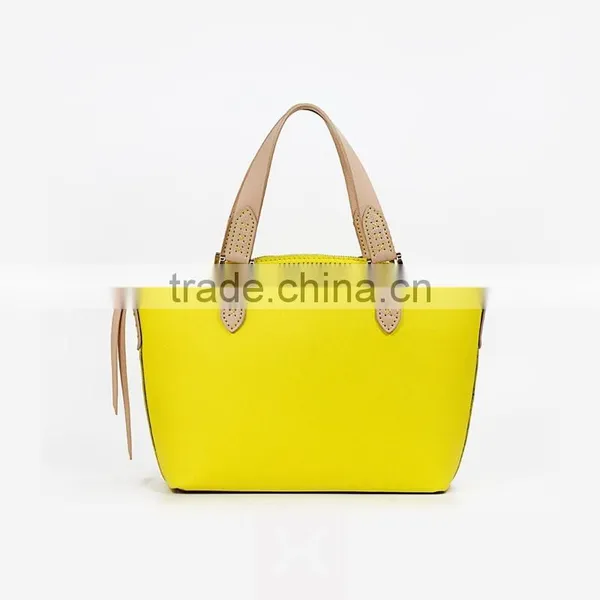EVA Leather Handbags - Cowhide - Yellow photo-2