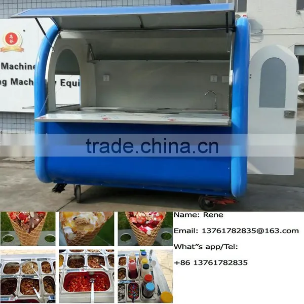 China Supply Kiosk Street Vending Trailer Cart Snacks and Sweets Food Trolley for Sale photo-3