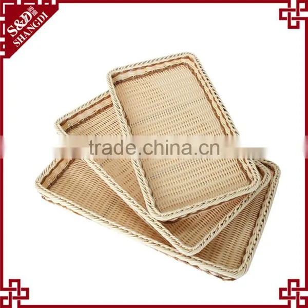 Environmently Supermarket Plastic Synthetic Rattan Fruit Display Tray photo-4