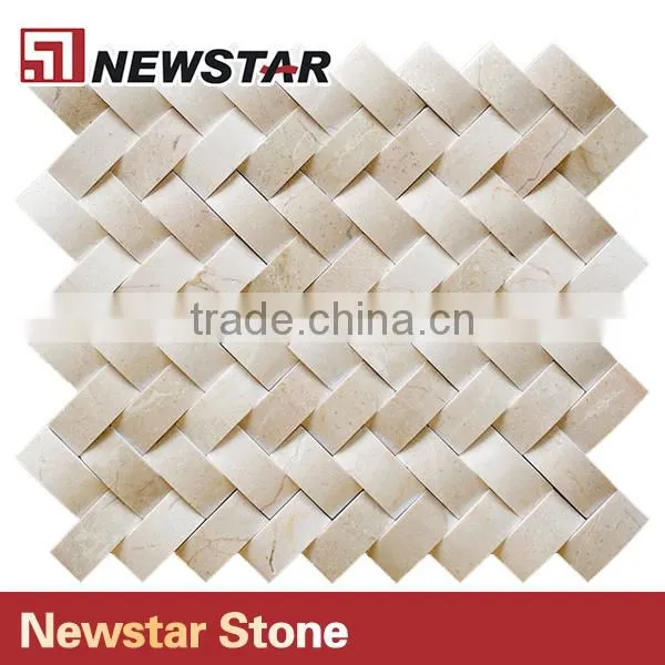 Newstar Herringbone 3d Cambered Crema Marfil Polished Tile Mosaic photo-2