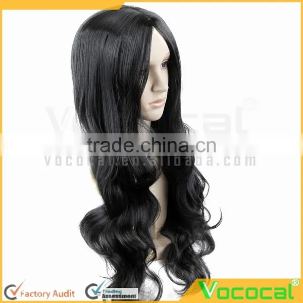 65 cm Cosplay Masquerade Party Halloween Christmas Long Wavy Hair Extensions Wig Black photo-4
