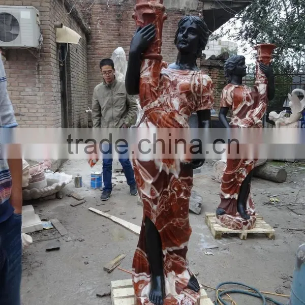 European Style Marble Garden Lady With Lamp Sculpture photo-6