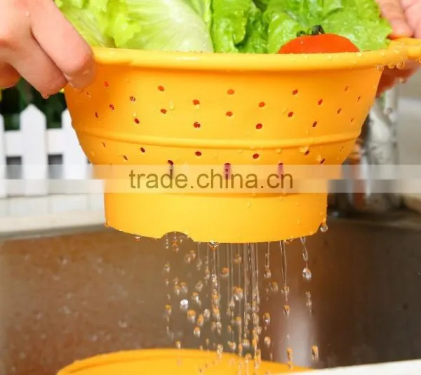 Silicone Birdbath Folding Bowls Kitchen Basket Wash Basin Silicone Basket photo-5