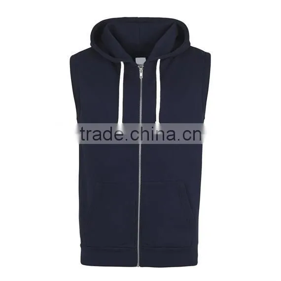 no Name Hoodies Plain Black Hoodies 80% Ringspun Cotton 20% Polyester Full Zip Sleevless Bodybuilding Hoodies photo-4