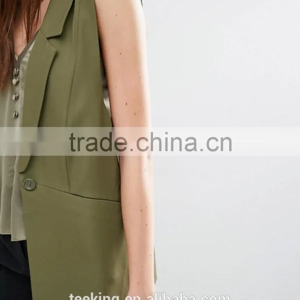 Hot Selling 95% Polyester 5% Elastane Sleeveless Women Blazer photo-3