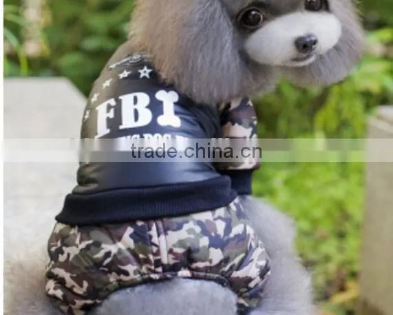Tough Handsome FBI Lettered Winter Dog Clothes Jumpsuit photo-2
