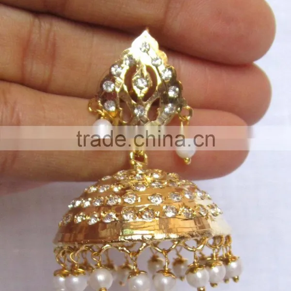 JADAU GOLD PLATED Dangler JHUMKA TEMPLE EARRINGS photo-3