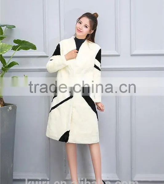 2016 Winter 100% Real Rex Rabbit Fur Coat Women's Genuine Rex Rabbit Fur Coat Long Style Fashion photo-2