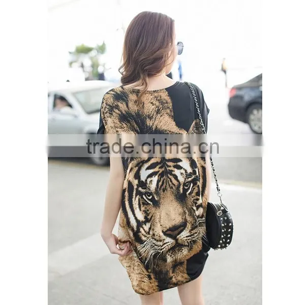 Summer Korean Style Plus Size Loose Round Neck Short Sleeve Casual Tiger Printing 3D t Shirt Wholesale photo-5